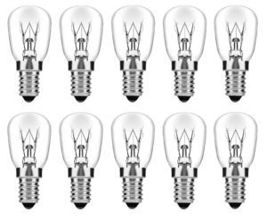 10x Glühlampe Klein Dimmbar - E14 15 Watt - Für u.a. Salzlampe und Kühlschrank