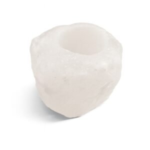 Weißer Halit Himalaya-Salz-Teelichthalter 0,6–1 kg