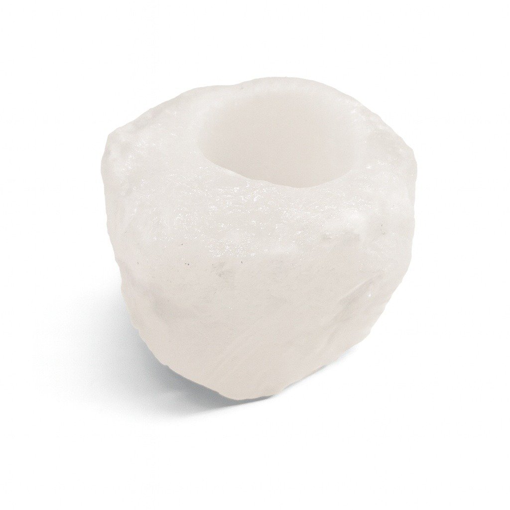 Weißer Halit Himalaya-Salz-Teelichthalter 0,6–1 kg