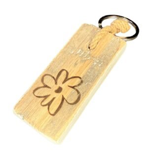 Holz Schlüsselanhänger Blumenmotiv – Naturliebhaber Gartenliebhaber Geschenk – Dukdalf Holz 13x3,5cm