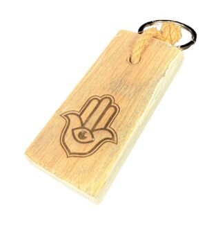 Holz Schlüsselanhänger Hamsa Hand – Schutzamulett Spirituelles Geschenk – Dukdalf Holz 13x3,5cm