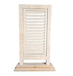 Deko-Fensterladen aus Holz, Altweiß (Ibiza White) – Fensterschirm & Lamellen-Sichtschutz im Beach-House- & Boho-Stil – Wanddeko für Fensterbank, 71x44 cm