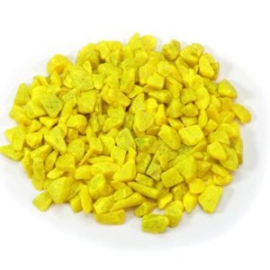 Gelbe Granulat-Steinchen 9-13 mm als Bodenbedeckung für Blumentöpfe und Gartendekoration