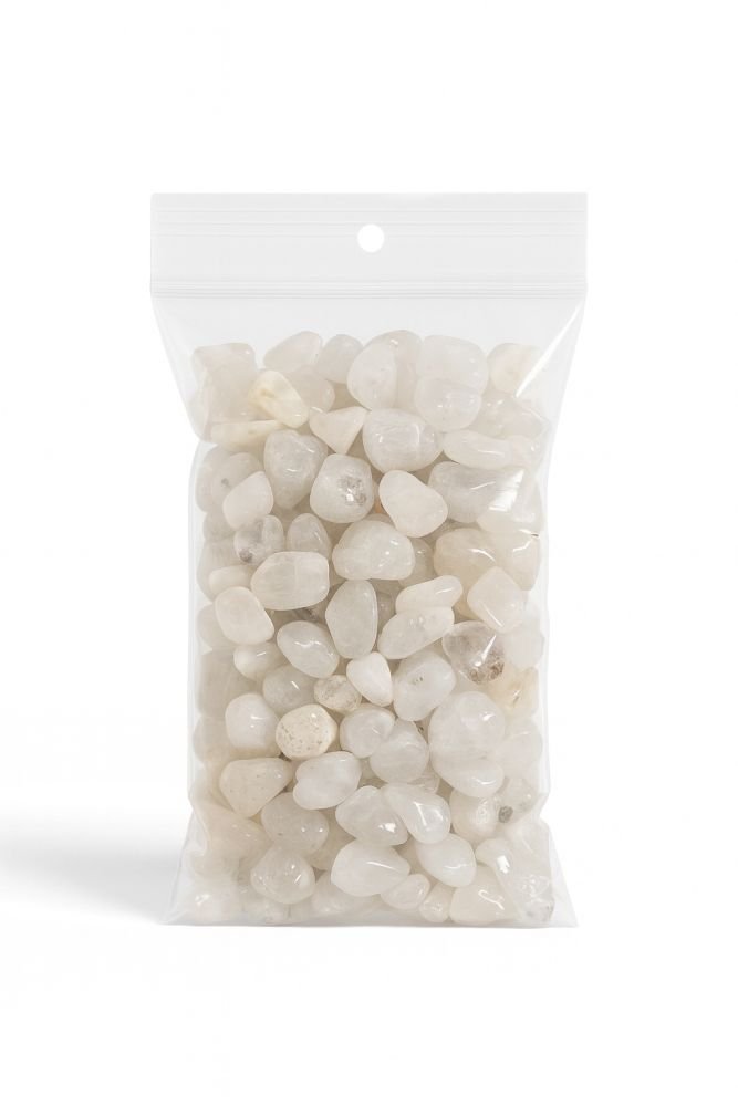 Bergkristall poliert - 250 Gramm - 8-12 mm - Milchig Weiß - Edelsteine – Bild 2