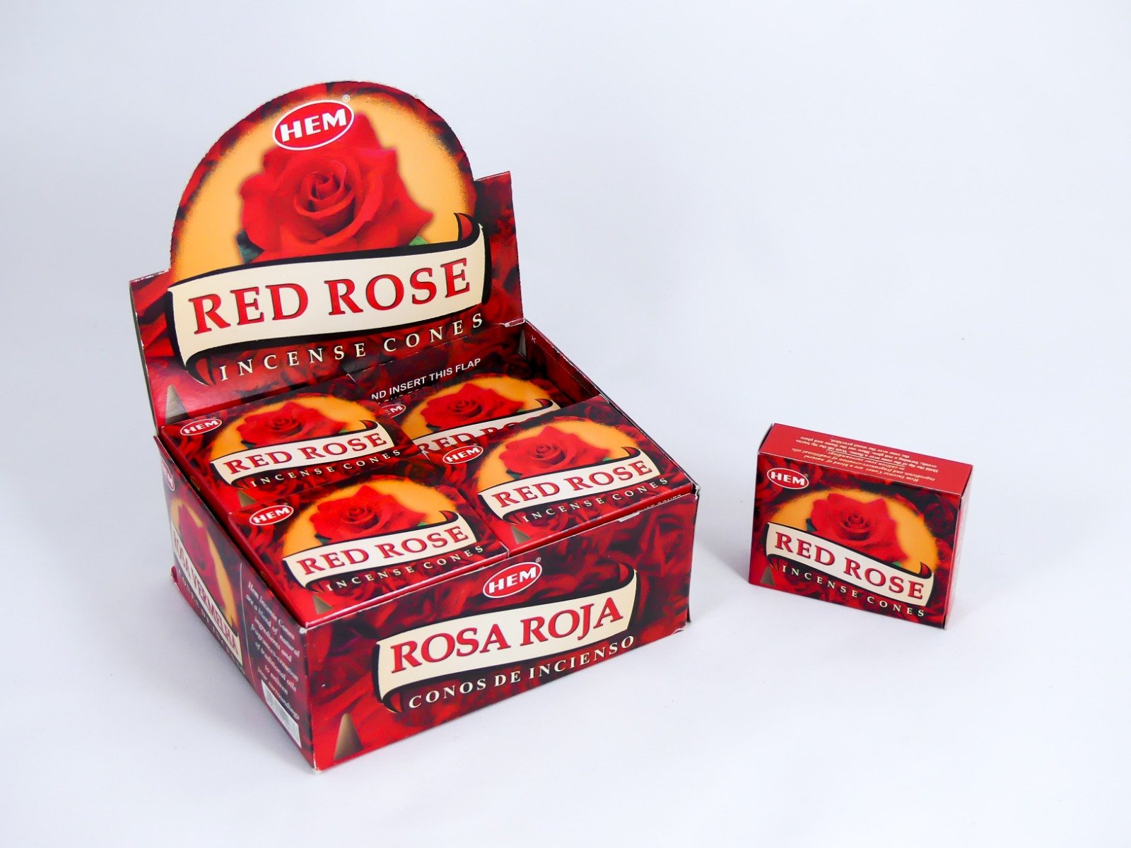 HEM Räucherkegel / Cones - Rote Rose / Red Rose - Vorteilsbox (12 Päckchen / 120 Kegel)