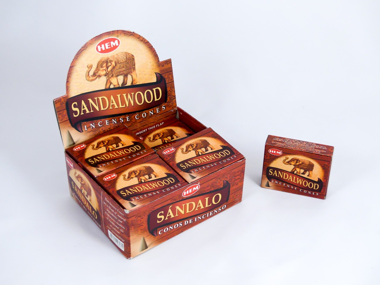HEM Räucherkegel / Cones - Sandelholz / Sandalwood - Vorteilsbox (12 Päckchen / 120 Kegel)