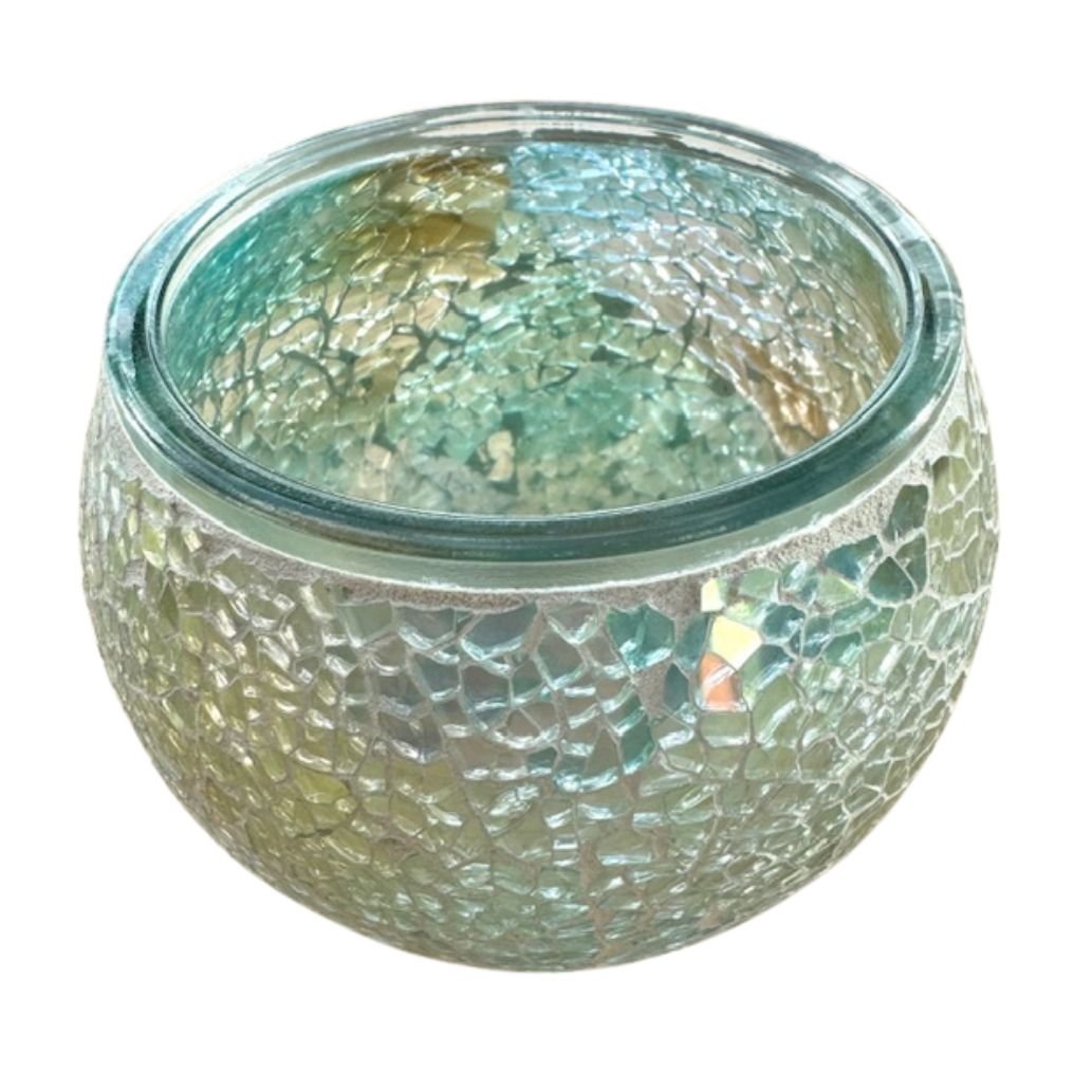 Handgefertigter Jade-Mosaik-Teelichthalter 11x11x9 cm