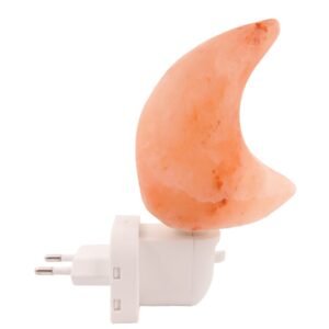 Salzlampe MOND - Nachtlicht mit Ein-/Ausschalter und LED-Lämpchen - Kinderzimmer - Flur - Schlafzimmer - Himalayasalz - Energiesparend!