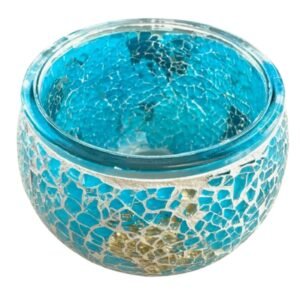 Ocean-Gold-Mosaik-Teelichthalter 11x11x9 cm