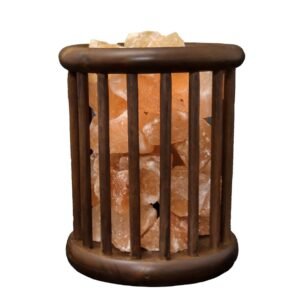 Salzlampe - Himalaya-Salzsteine - Holzkörbchen - Zylinder
