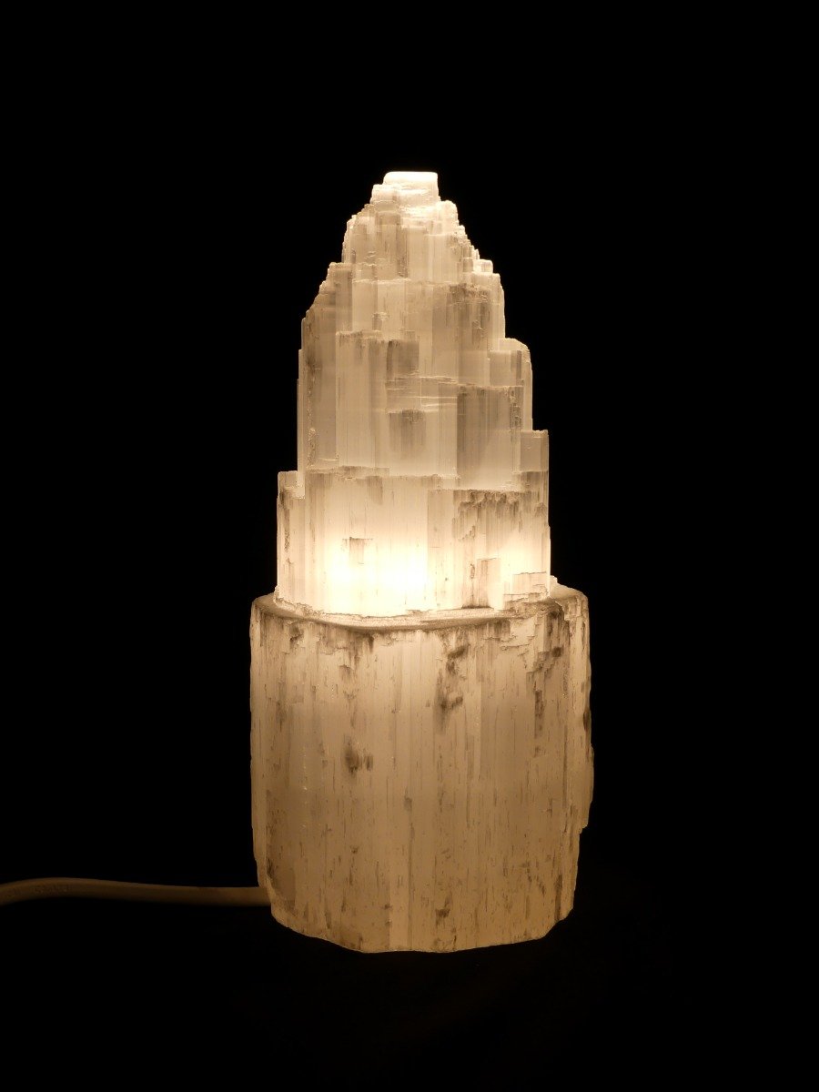 Selenitlampe - Inkl. Kabel mit Ein-/Ausschalter - Weiß - ca. 25cm – Bild 7