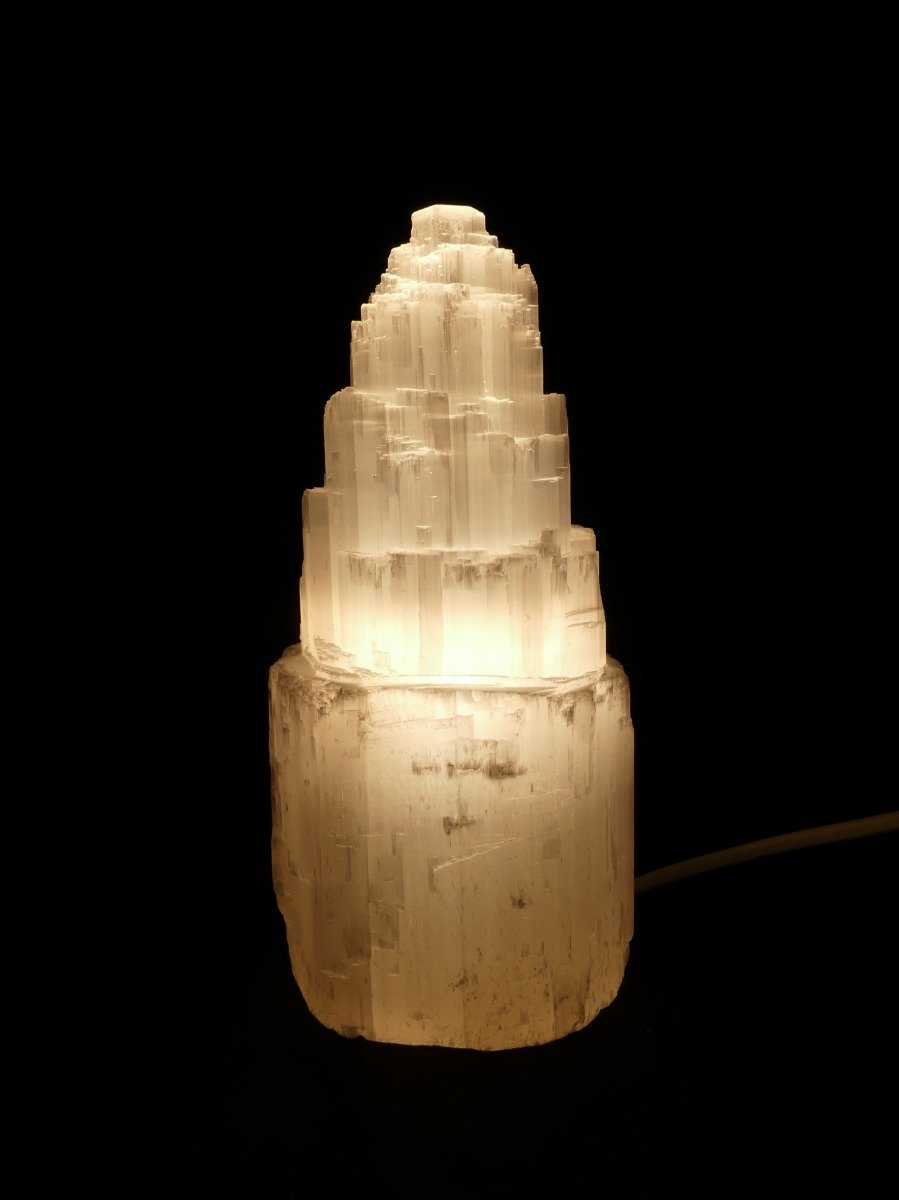 Selenitlampe - Inkl. Kabel mit Ein-/Ausschalter - Weiß - ca. 25cm – Bild 8