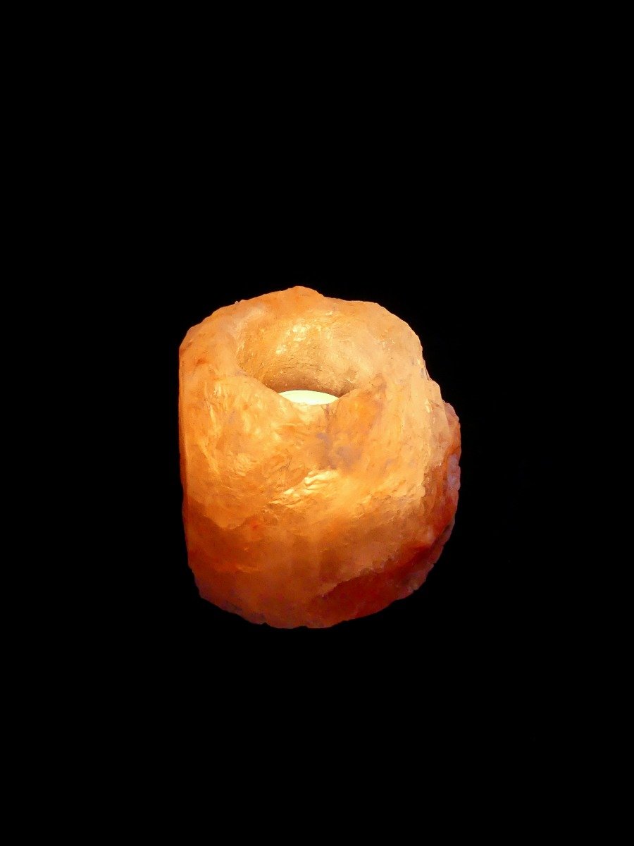 5x Windlichthalter / Teelichthalter Salzstein Himalaya - Mittel 0,6-1kg - ca. 9x9x8cm – Bild 2