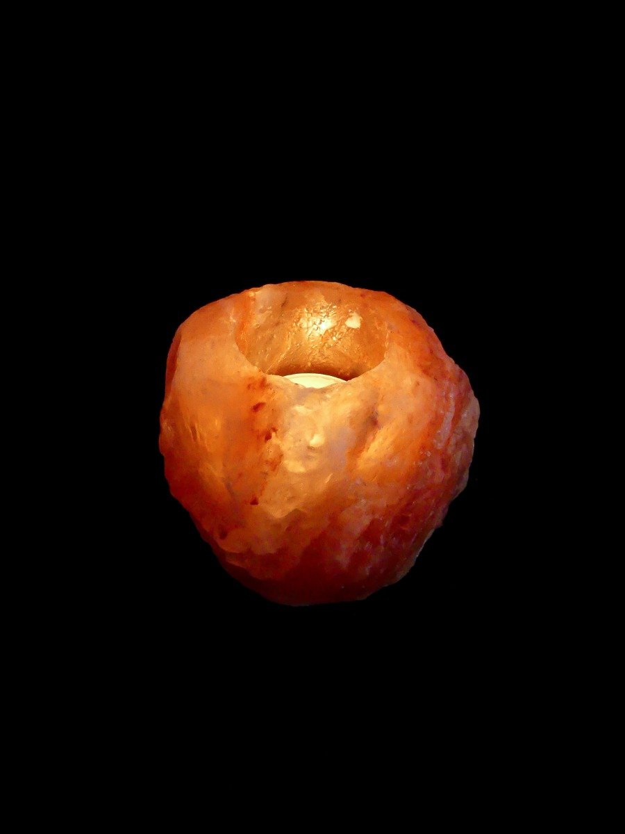 Windlichthalter / Teelichthalter Salzstein Himalaya - Mittel 0,6-1kg - ca. 9x9x8cm – Bild 7