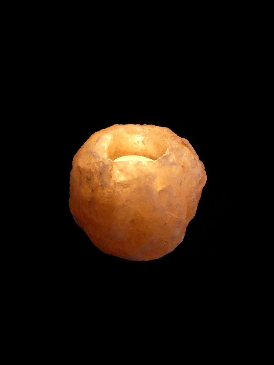 Windlichthalter / Teelichthalter Salzstein Himalaya - Mittel 0,6-1kg - ca. 9x9x8cm – Bild 8