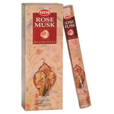 HEM Räucherstäbchen - Rose Musk - Vorteilspackung / Sparbox (6 Packungen / 120 Stäbchen)
