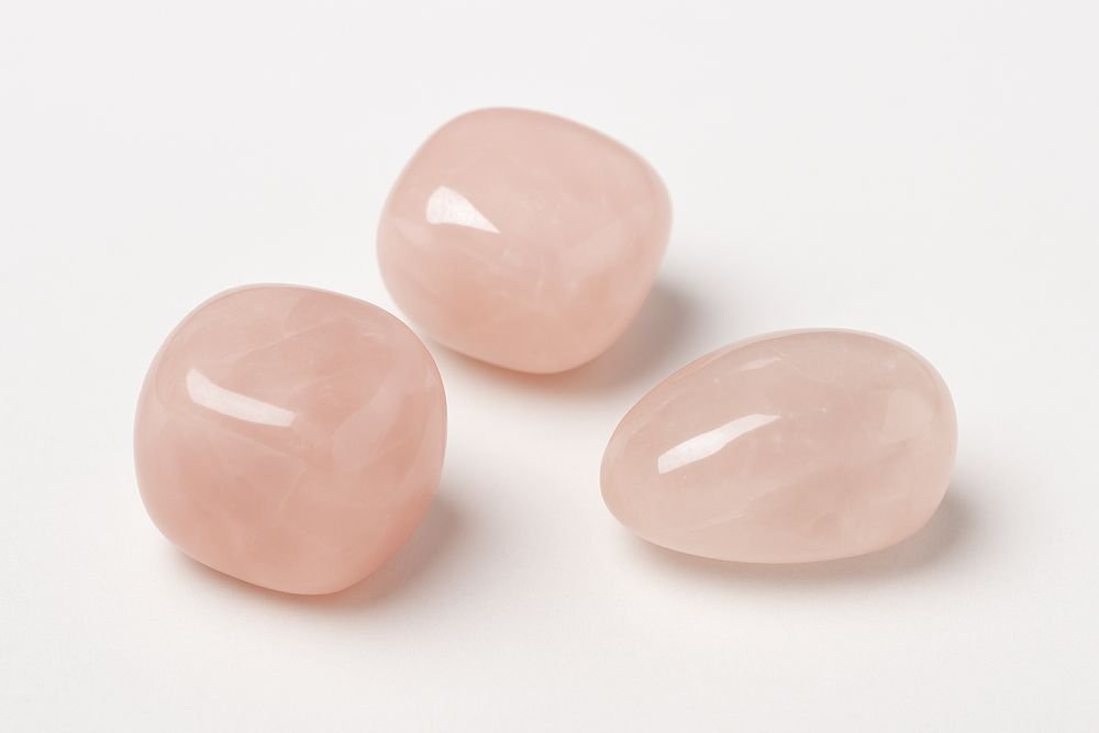 Set mit 3 getrommelten Rosenquarzsteinen – 15–25 mm (A-Qualität)