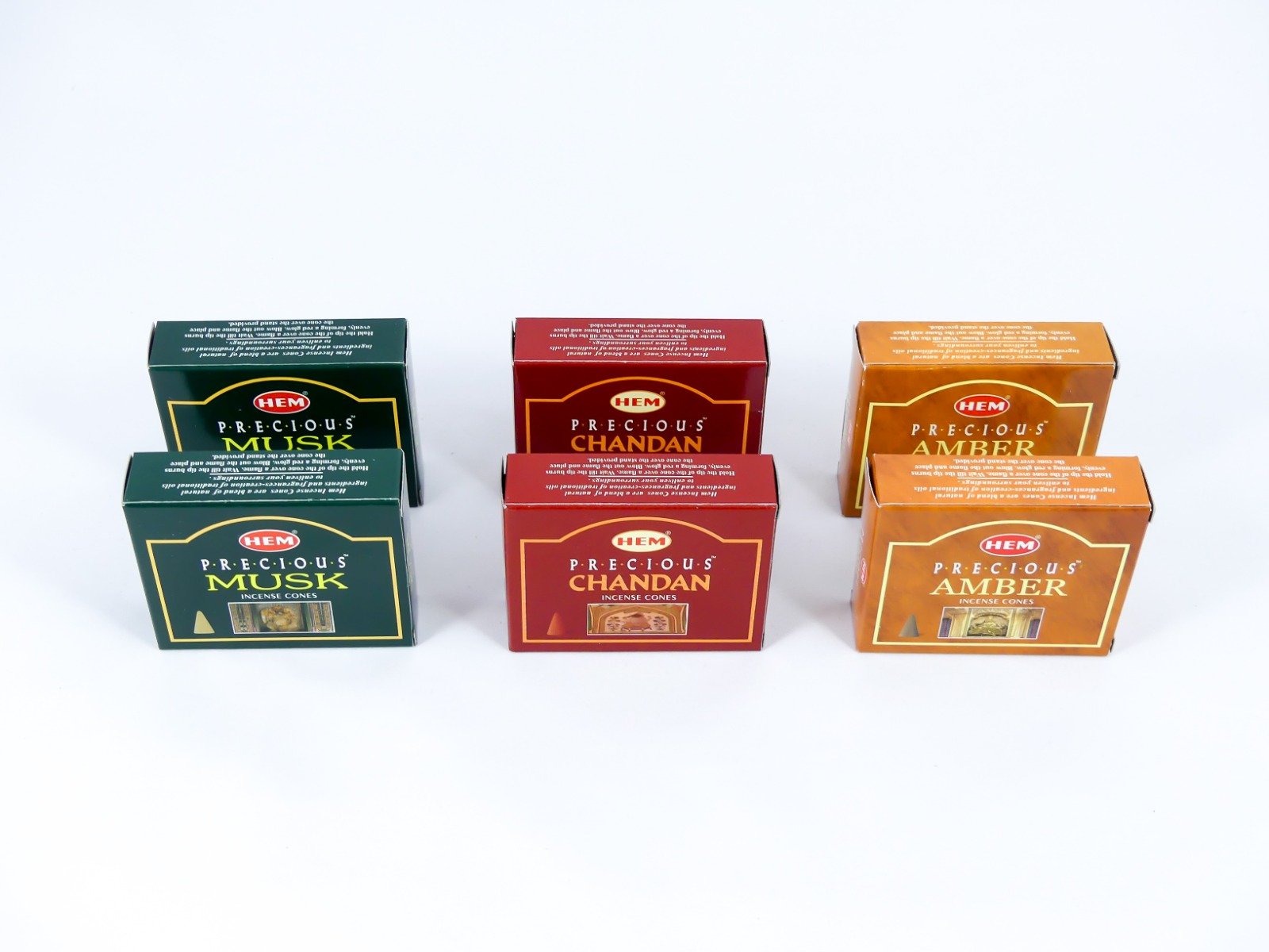 HEM Räucherwerk-Set - Kegel / Cones - Indisches Sandelholz - Amber - Musk / Chandan - Amber - Musk - (Precious) – Bild 3