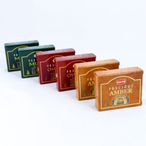 HEM Räucherwerk-Set - Kegel / Cones - Indisches Sandelholz - Amber - Musk / Chandan - Amber - Musk - (Precious)