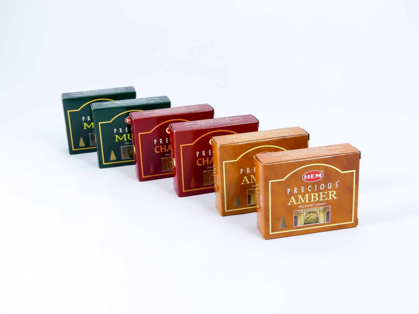 HEM Räucherwerk-Set - Kegel / Cones - Indisches Sandelholz - Amber - Musk / Chandan - Amber - Musk - (Precious)
