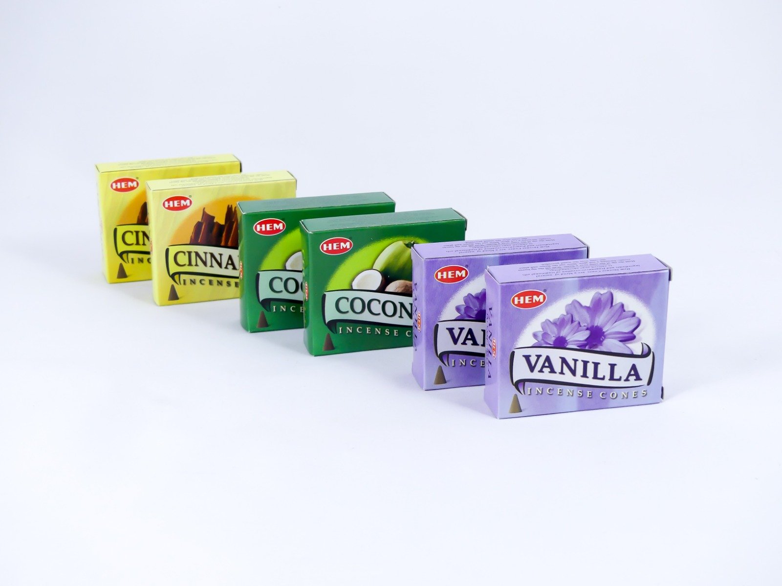 HEM Räucherwerk-Set - Kegel / Cones - Vanille - Kokos - Zimt / Vanilla - Coconut - Cinnamon