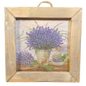 Holz-Wandfliese Lavendel 22x22 cm – Handbemalte Optik Wanddeko Dutch Mood – Geschenkidee