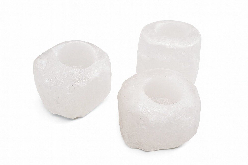 Weißer Halit Himalaya-Salz-Teelichthalter 0,6–1 kg – Bild 2