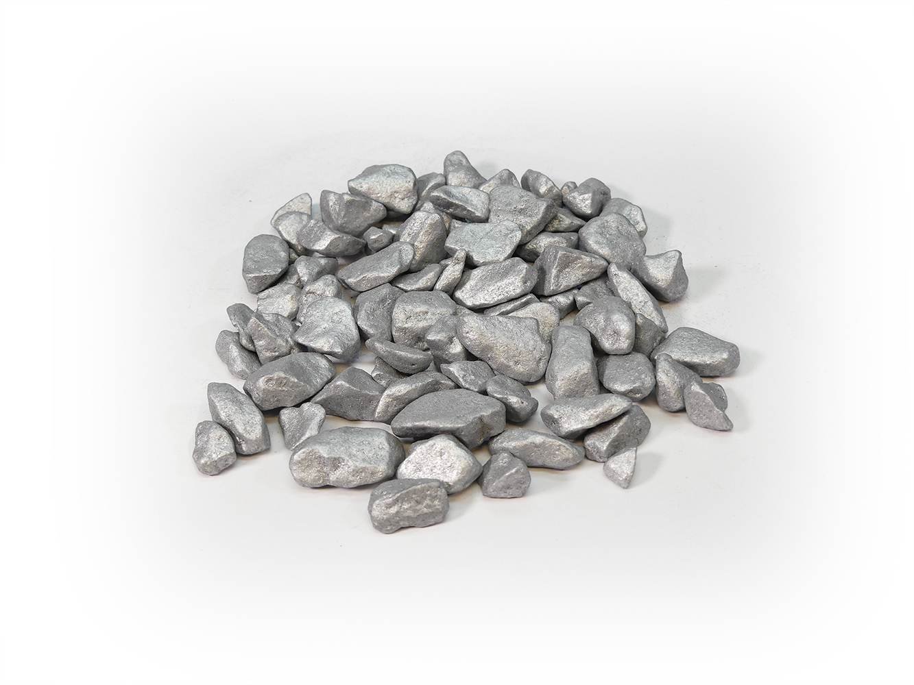 Silberfarbene Granulat-Steinchen 9-13 mm als Bodenbedeckung für Blumentöpfe und Gartendekoration