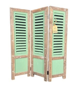 Deko-Fensterladen 3-teilig braun grün 70 cm von Dutch Mood mit mintgrünen Lamellen