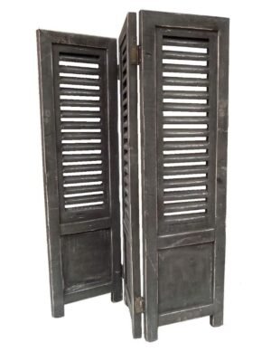 Deko-Fensterladen 3-teilig schwarz 70 cm in Black Berlin von Dutch Mood, aufgeklappte Frontansicht