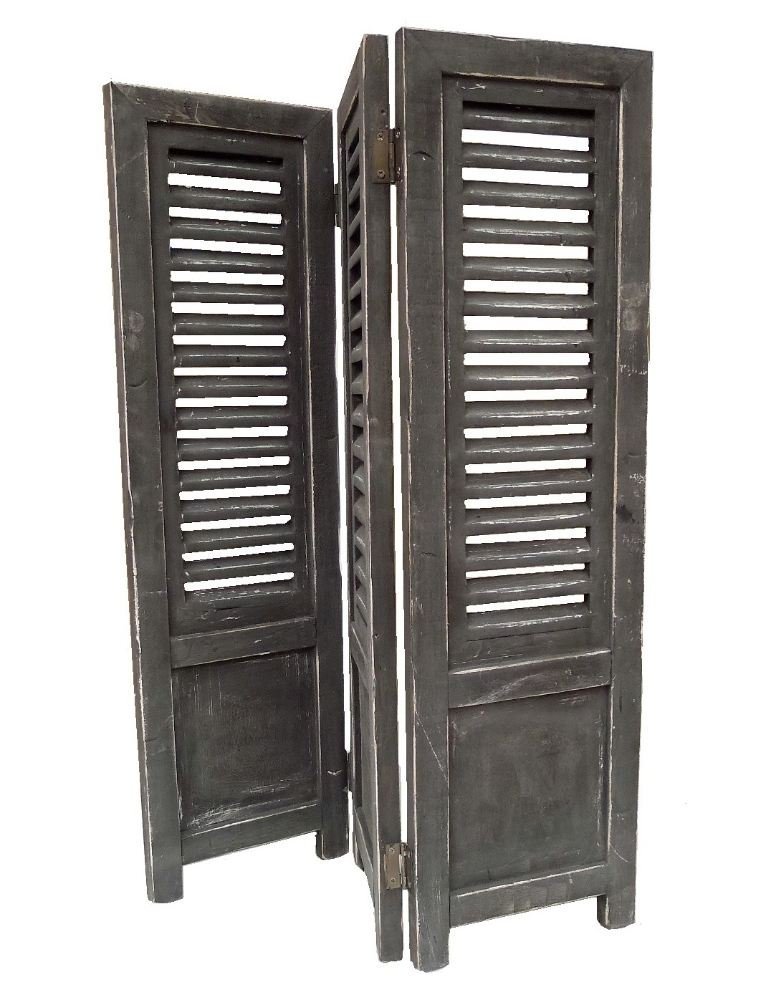 Deko-Fensterladen 3-teilig schwarz 70 cm in Black Berlin von Dutch Mood, aufgeklappte Frontansicht