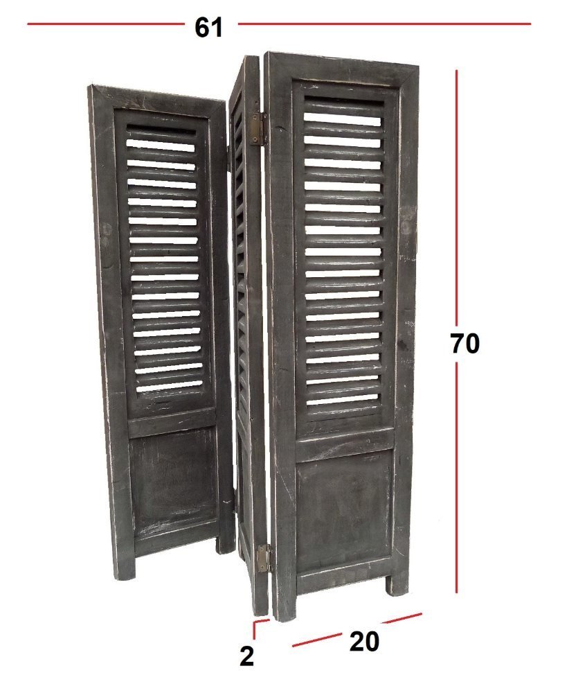 Fensterladen Deko 70 cm schwarz mit Maßangaben: 61 cm breit, 70 cm hoch, 2 cm tief