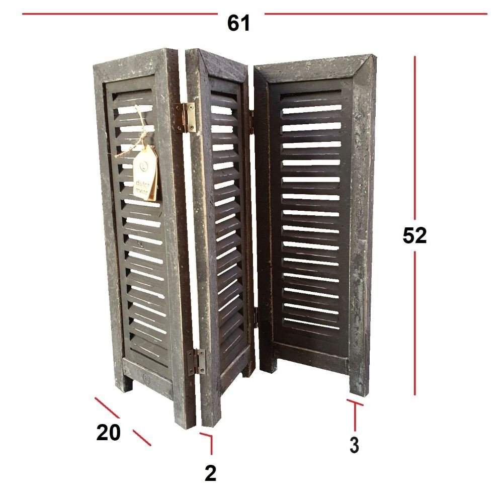 Fensterladen Deko 52 cm schwarz mit Maßangaben: 61 cm breit, 52 cm hoch, 2 cm tief