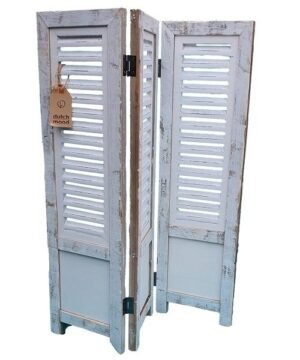 Deko-Fensterladen 3-teilig weiß 70 cm in Ibiza White von Dutch Mood, Frontansicht mit Etikett