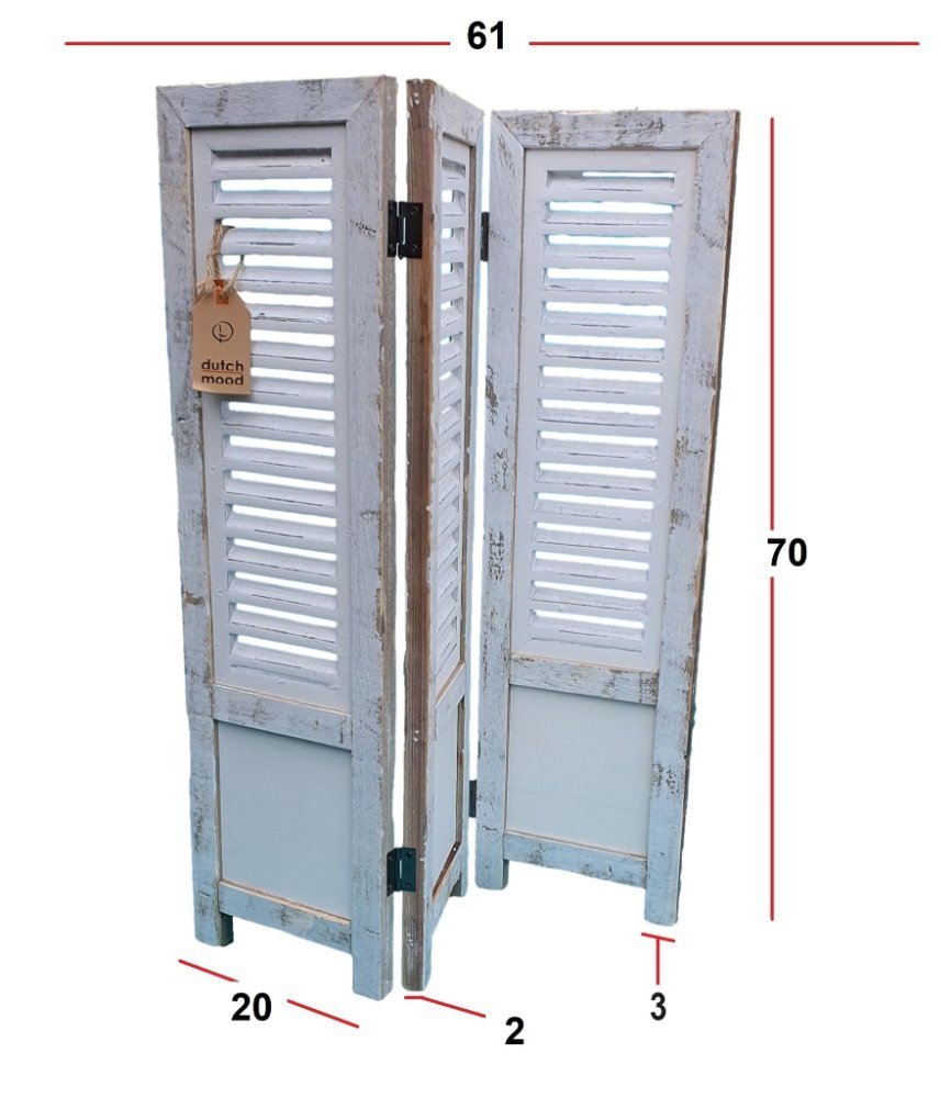Fensterladen Deko 70 cm weiß mit Maßangaben: 61 cm breit, 70 cm hoch, 2 cm tief