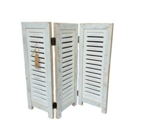 Deko-Fensterladen 3-teilig weiß 52 cm in Ibiza White von Dutch Mood, verwittertes weißes Holz